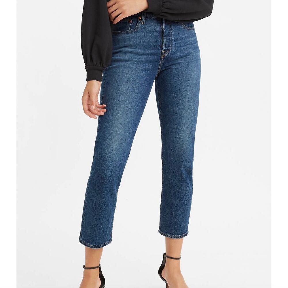Levi's Wedgie Straight Leg‎ Fit High Rise Denim Blue Jeans Size 24